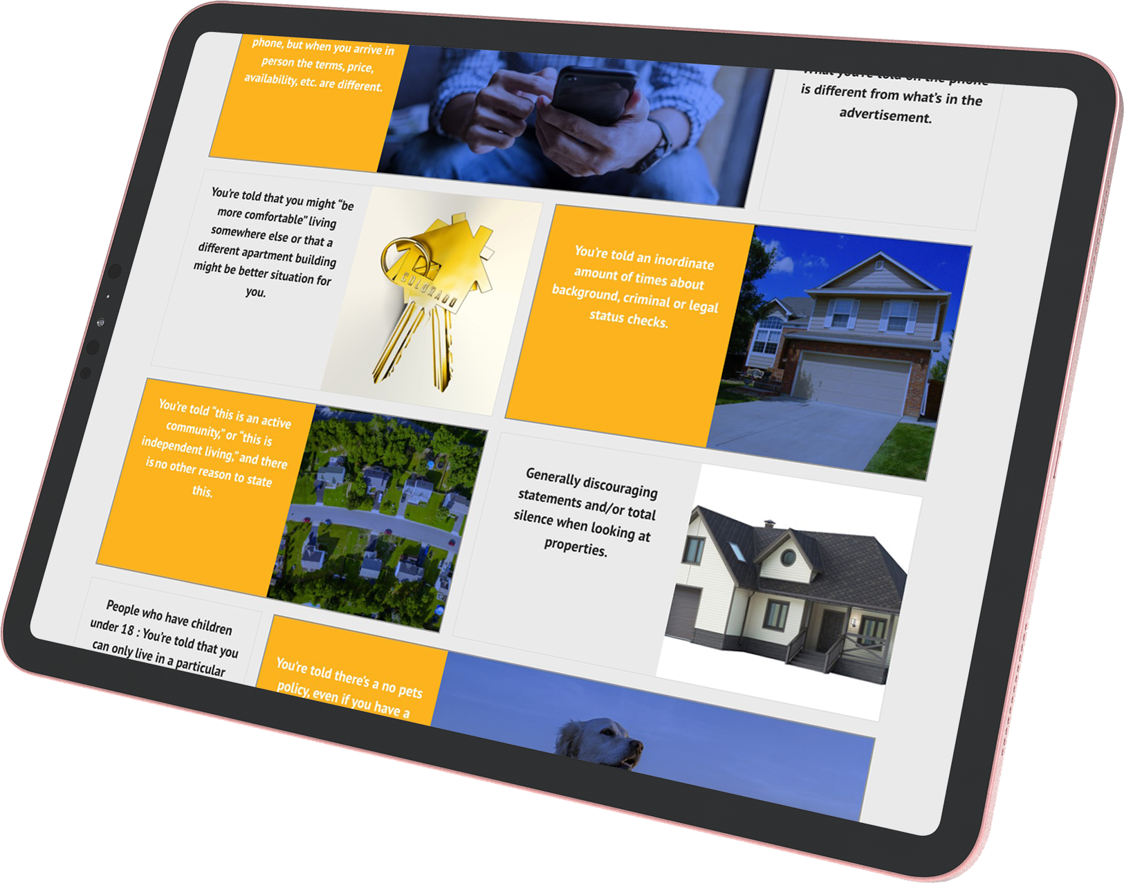 Colorado Housing Connects website on tablet