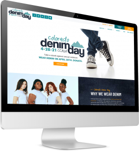 Angled screen showing Denim Day website