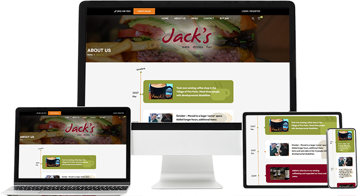 Jack's Bar and Grill responsive screens