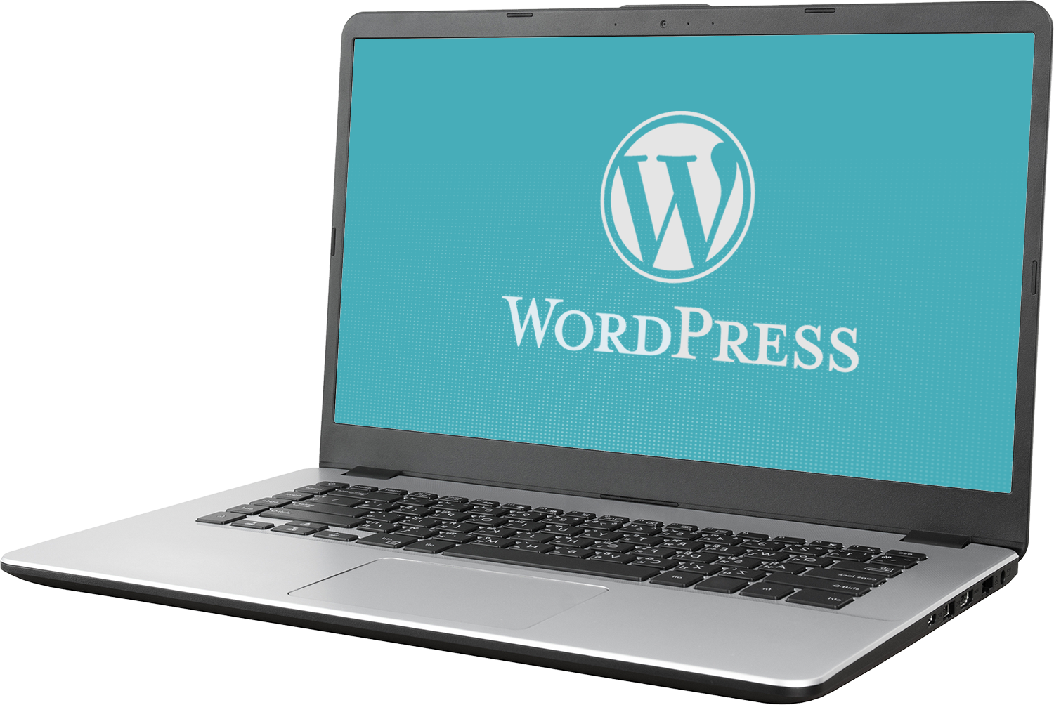 WordPress logo on laptop