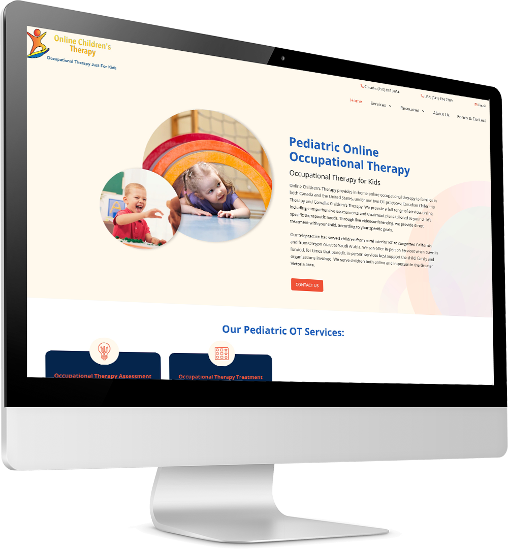 Online Children's Therapy website on desktop