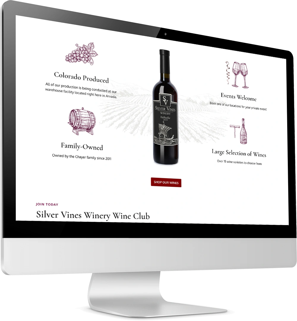 Winery website on desktop