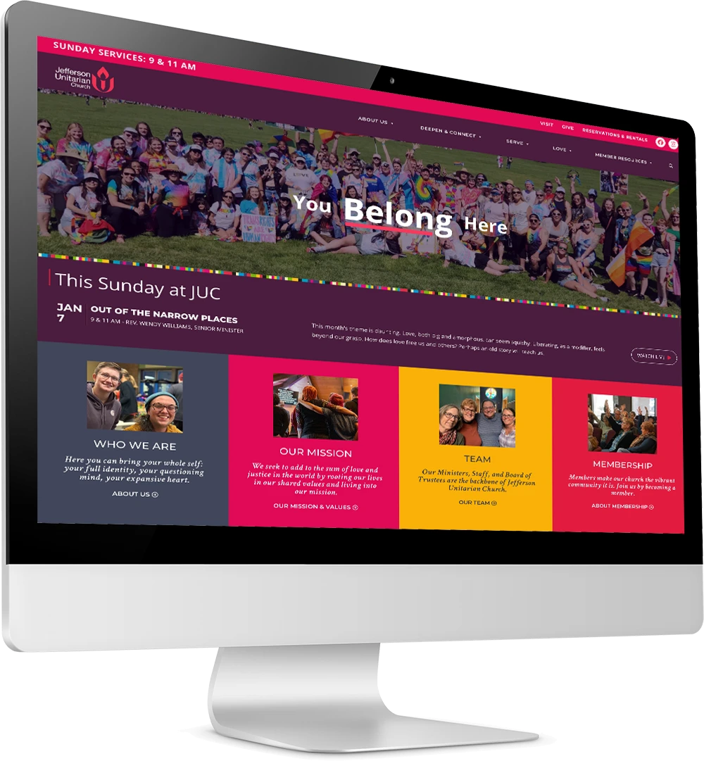 Jefferson Unitarian Church website on desktop